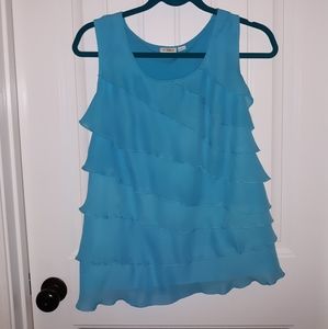 CATO blue ruffle tank